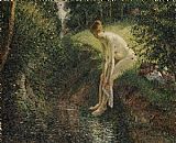 Camille Pissarro Famous Paintings - Bather in the Woods
